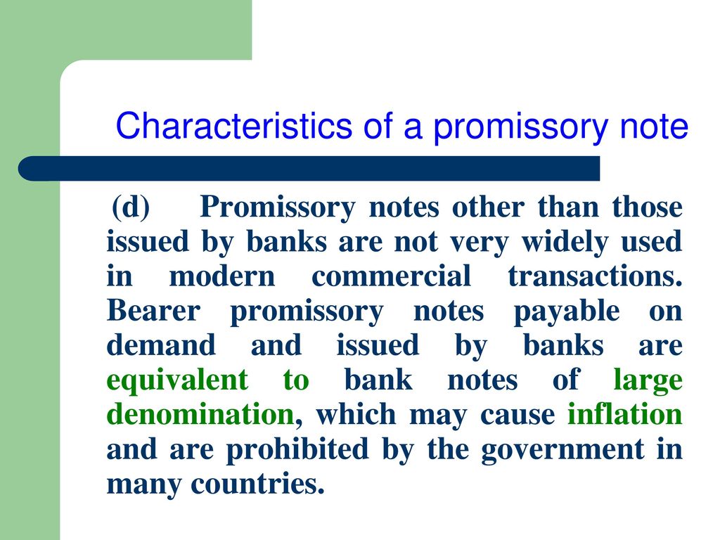 Characteristics of a promissory note