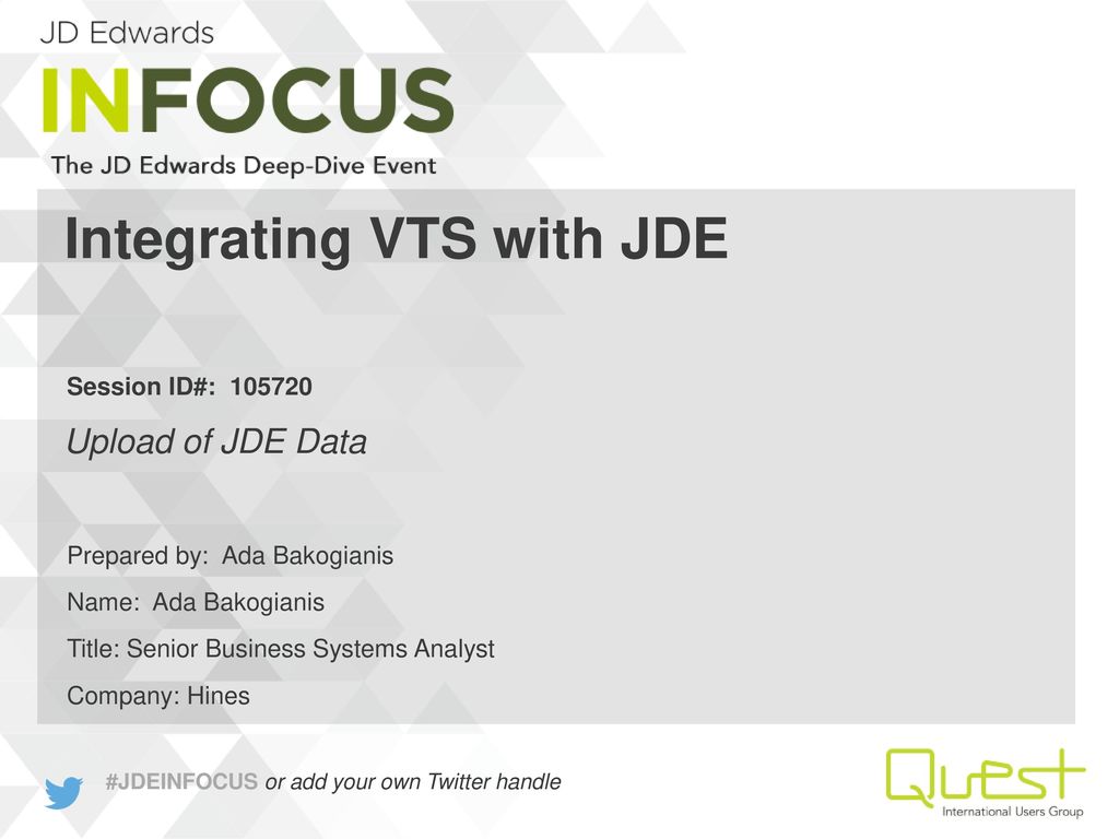 Integrating VTS with JDE