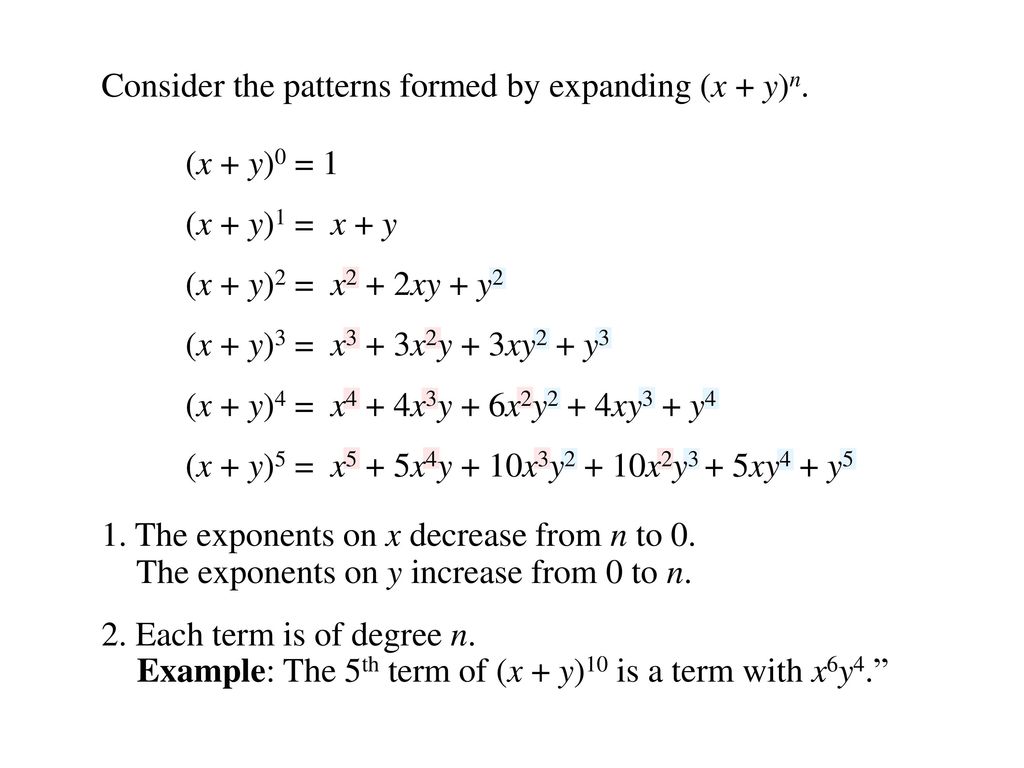 Pascal S Triangle And The Binomial Theorem Ppt Download Pascal S Triangle And The Binomial Theorem Ppt Download