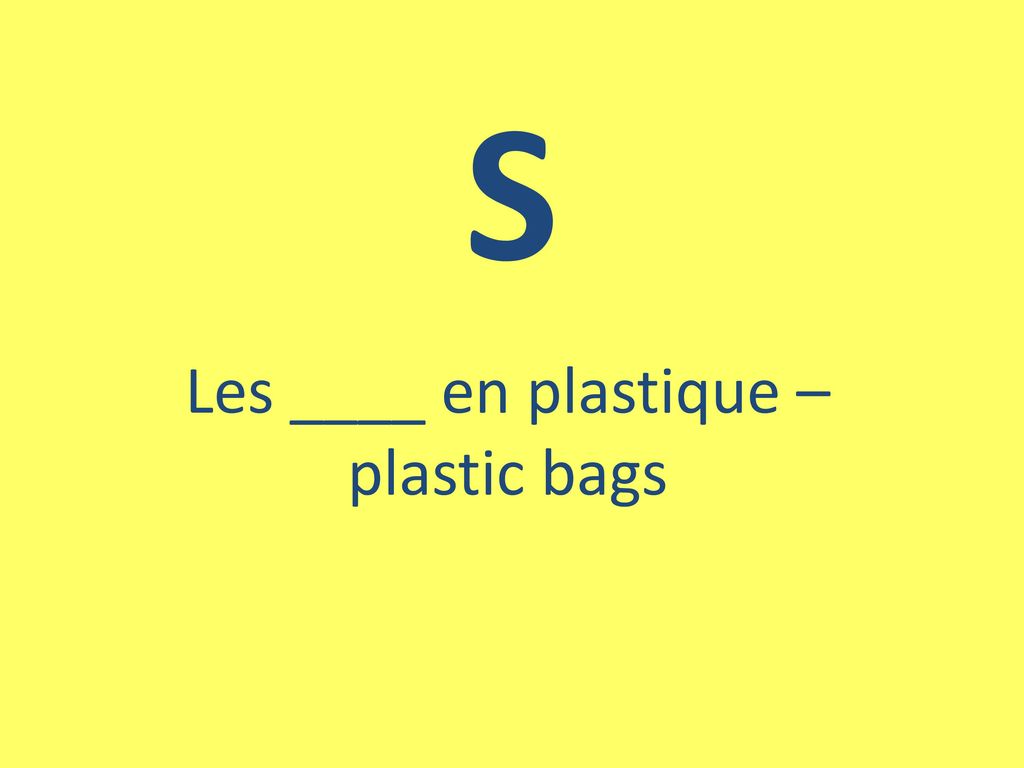 Les ____ en plastique – plastic bags
