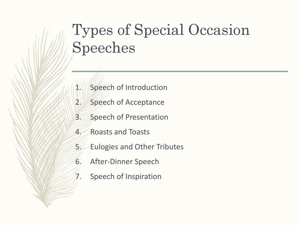 Types+of+Special+Occasion+Speeches