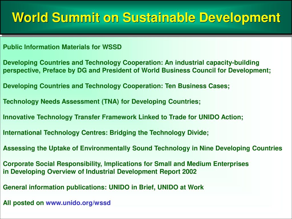 World Summit On Sustainable Development Ppt Download World Summit On Sustainable Development Ppt Download