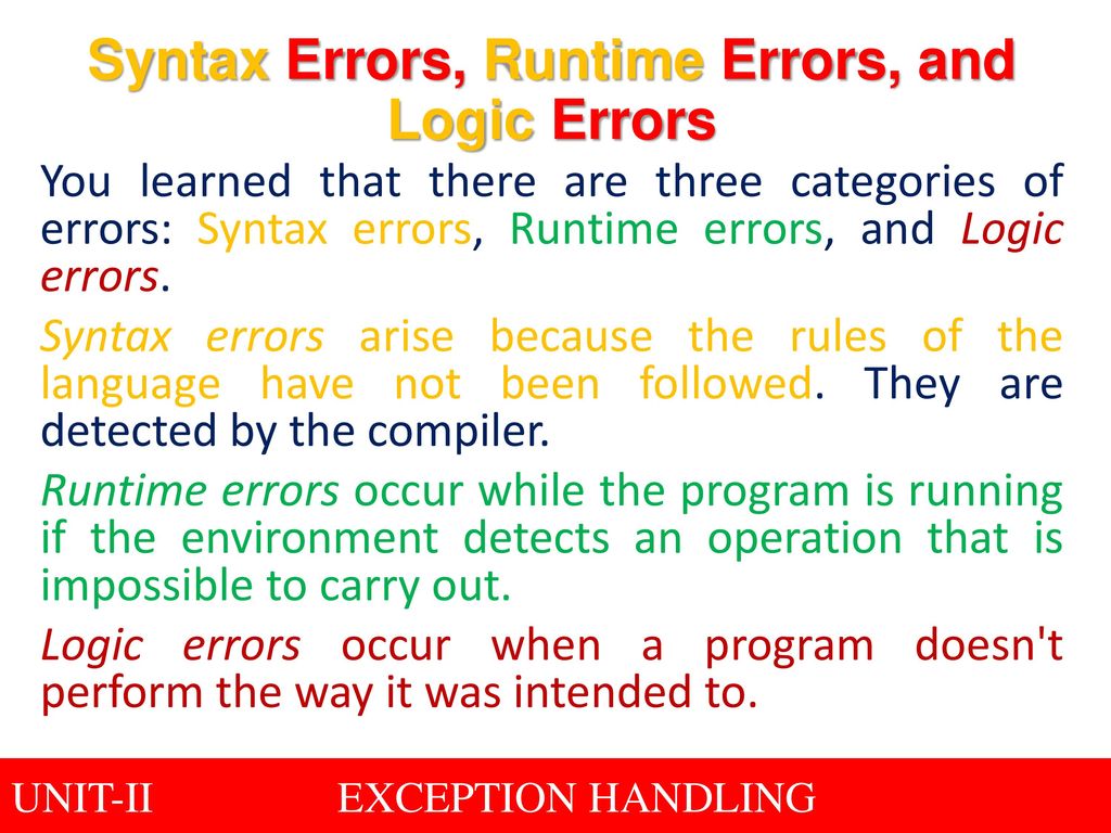 Topic: Exception Handling - ppt download
