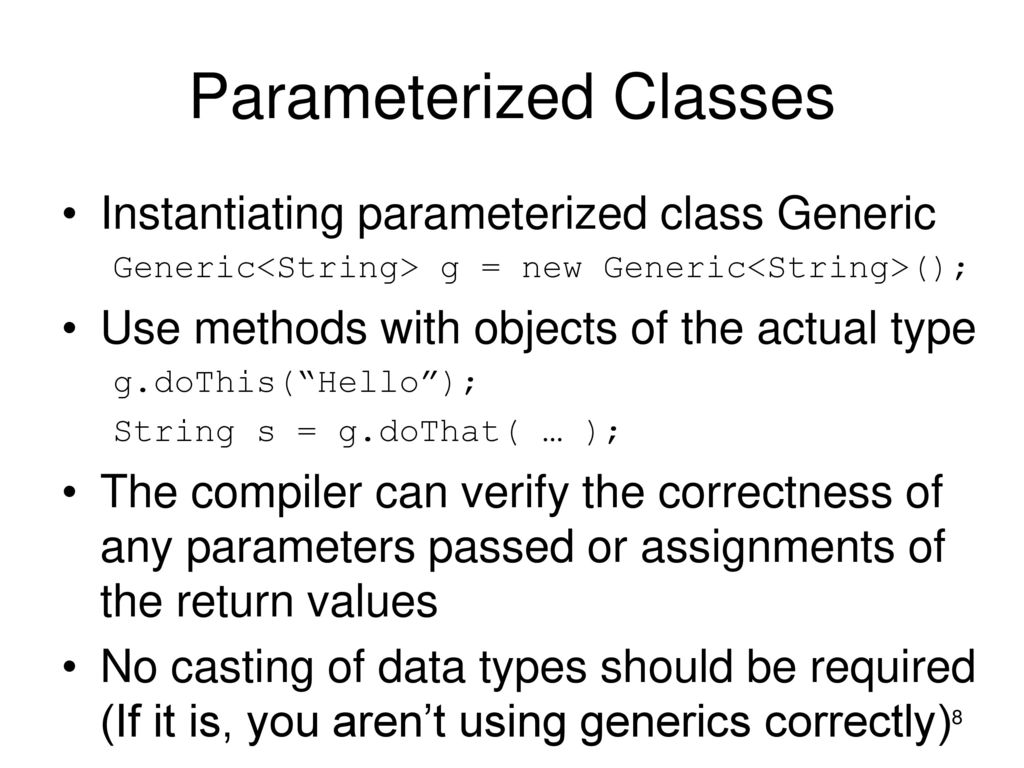Parameterized Classes