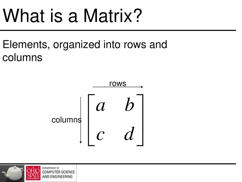 What is a Matrix Elements, organized into rows and columns rows