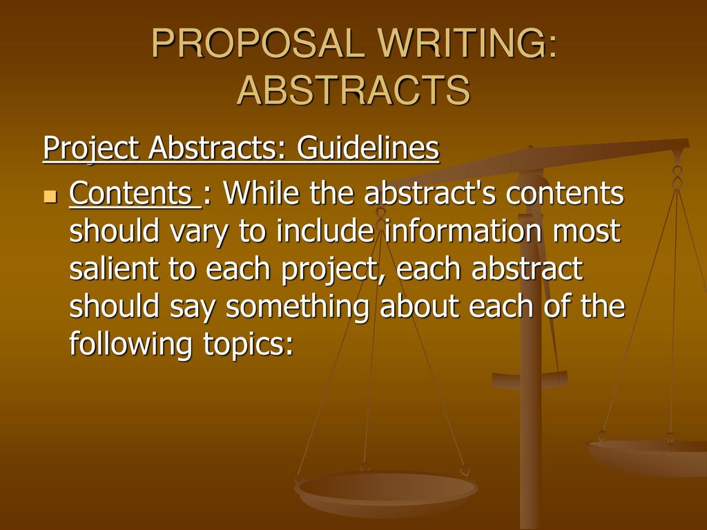 PROPOSAL WRITING: ABSTRACTS