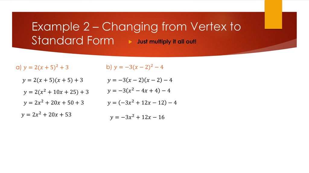 Lesson 6.3 Interpreting Vertex Form & Standard Form ppt download