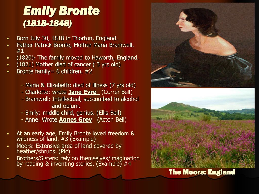 Emily Bronte ( ) The Moors: England