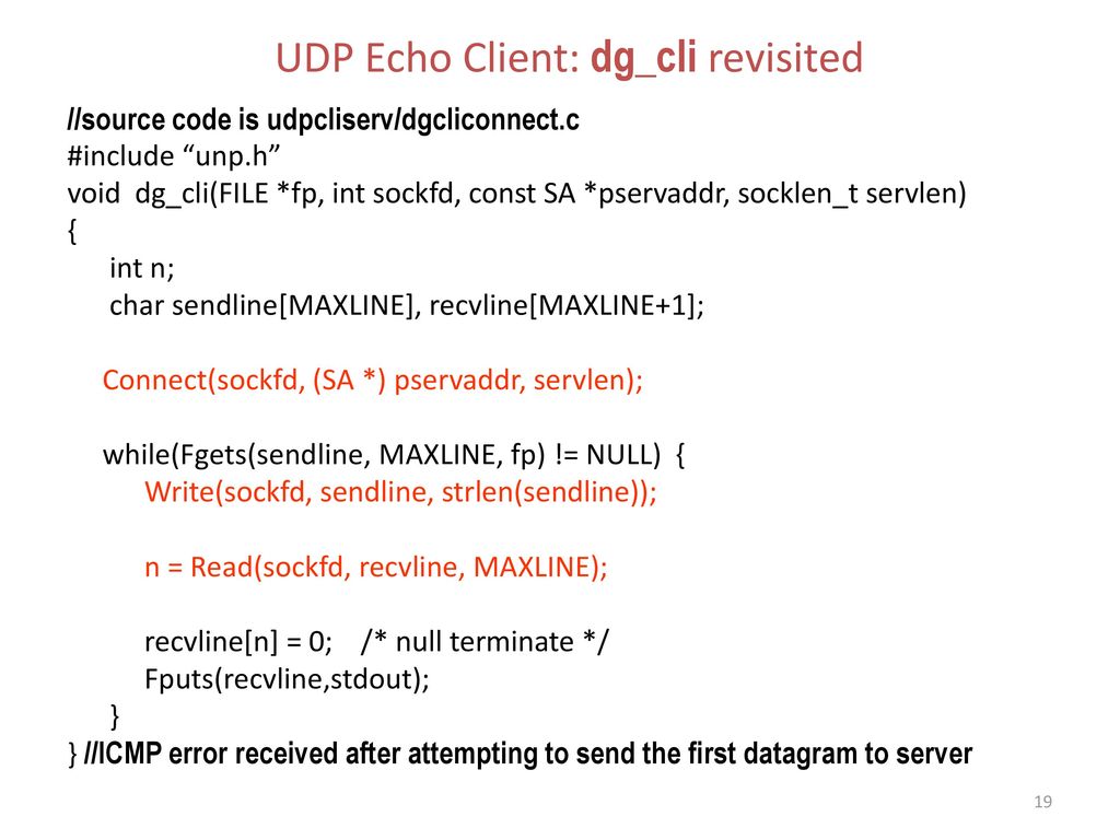 UDP Echo Client: dg_cli revisited