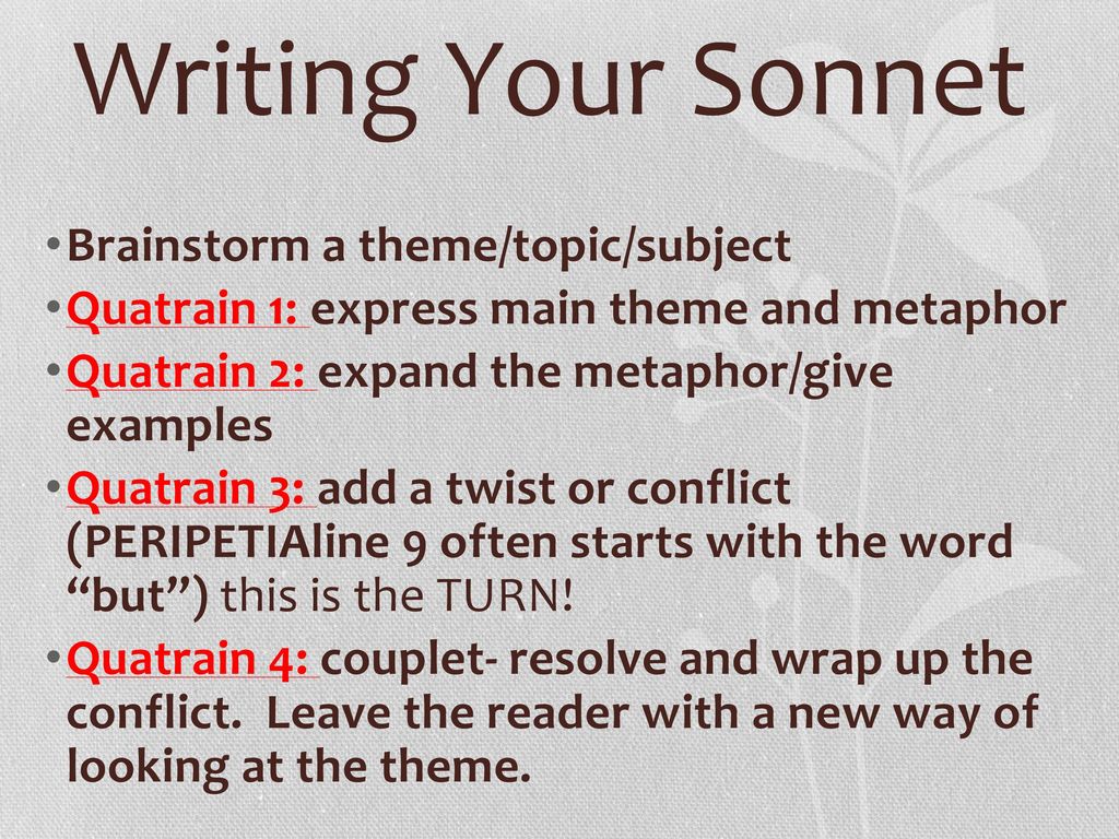Writing a Sonnet Oh yes, you can!. - ppt download