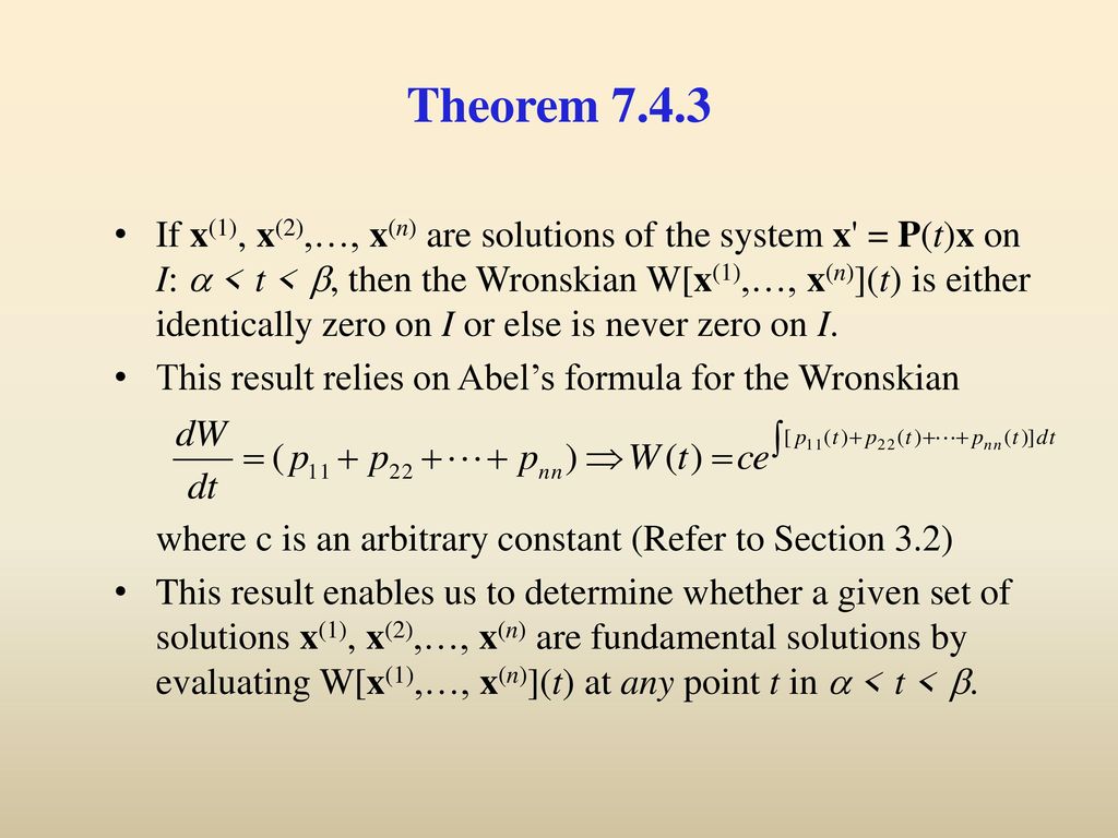 Boyce Diprima 10th Ed Ch 7 4 Basic Theory Of Systems Of First Order Linear Equations Elementary Differential Equations And Boundary Value Problems Ppt Download