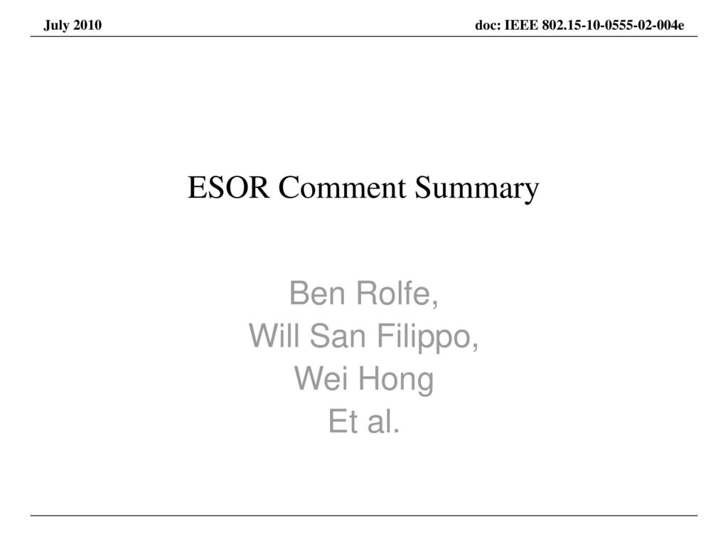 Ben Rolfe, Will San Filippo, Wei Hong Et al.