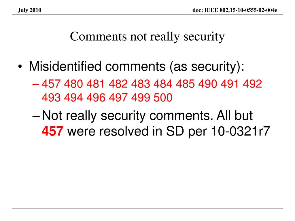 Comments not really security