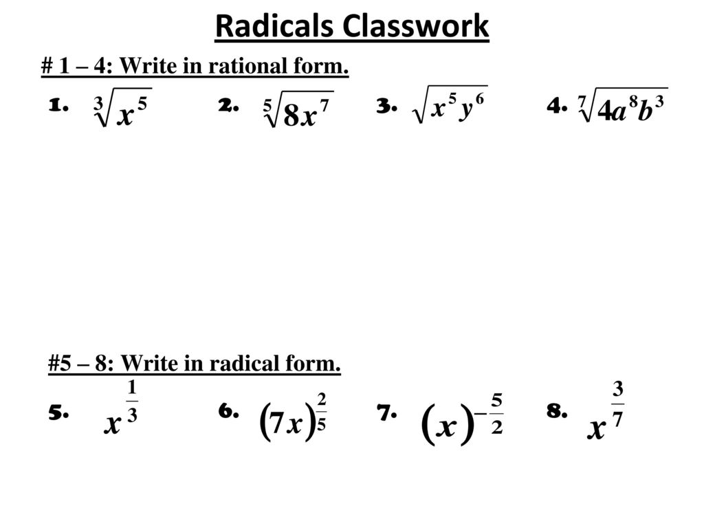 Operations with Rational (Fraction) Exponents - ppt download