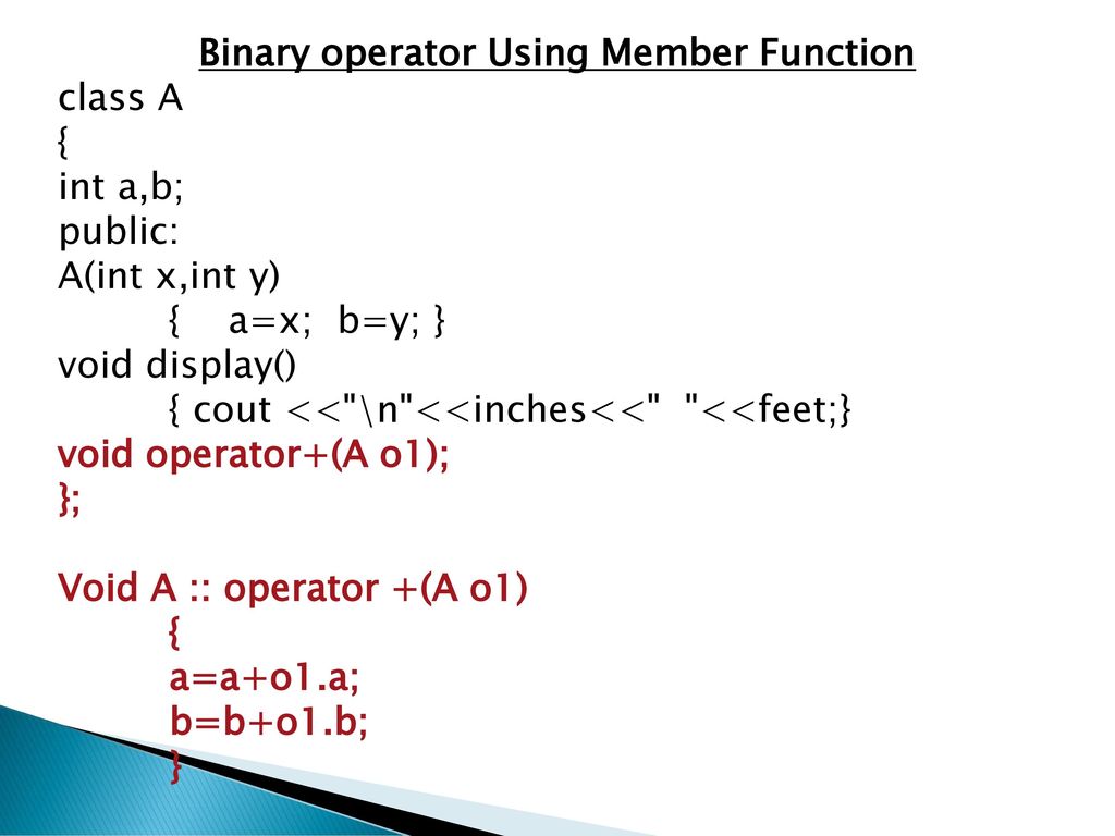 Binary operator Using Member Function