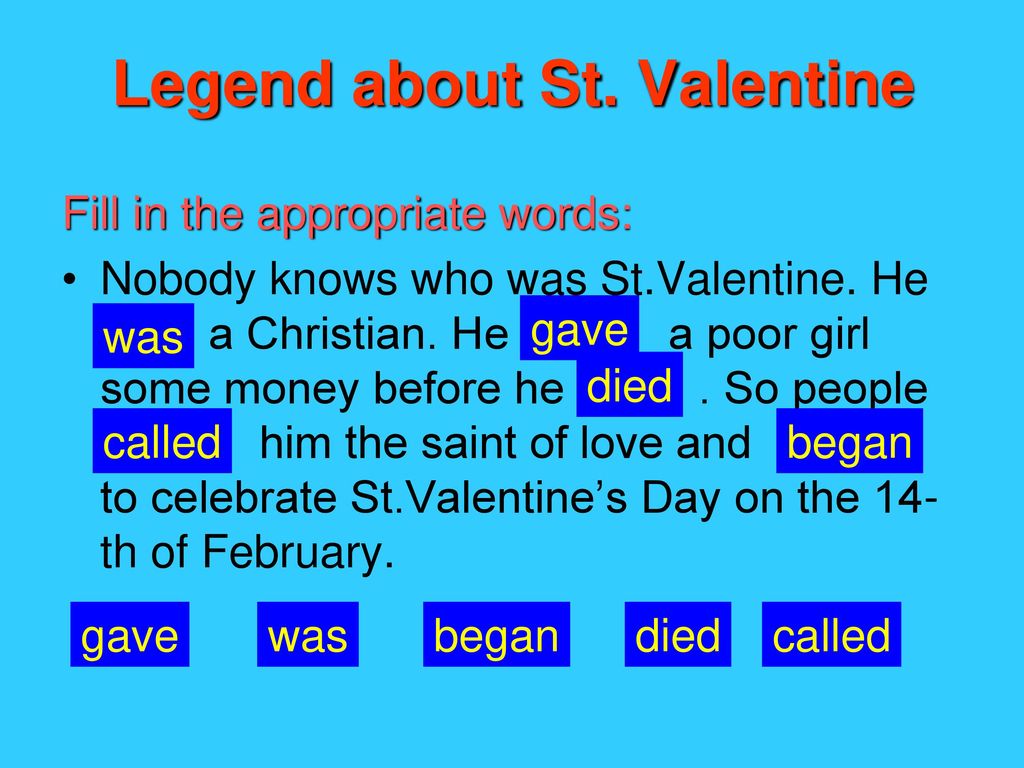 Legend about St. Valentine