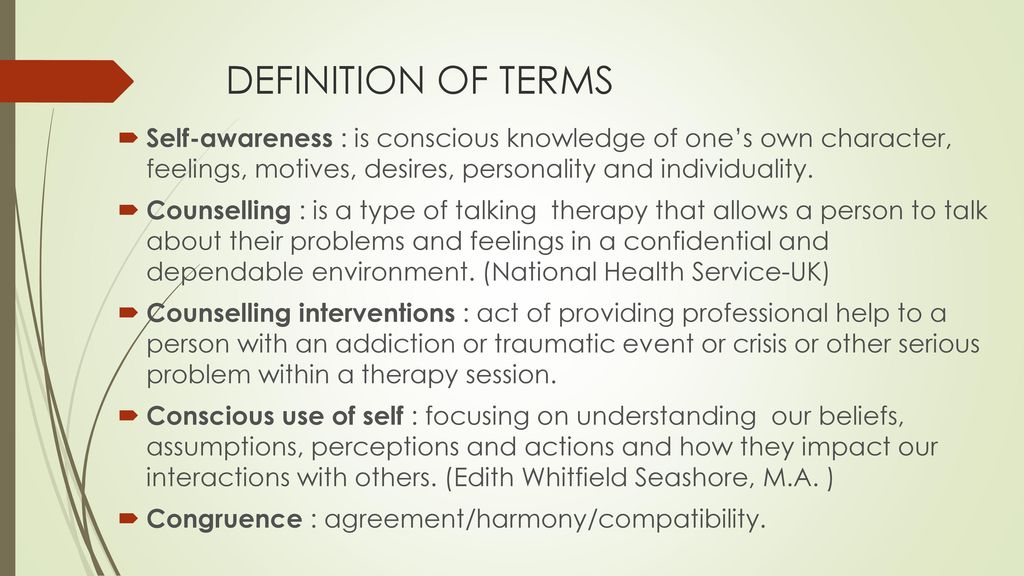 what does self awareness mean in counselling