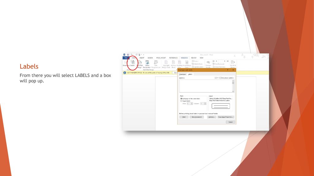 Printing return address labels ppt download