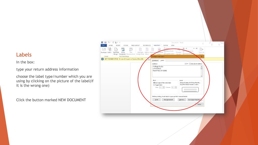 Printing return address labels ppt download