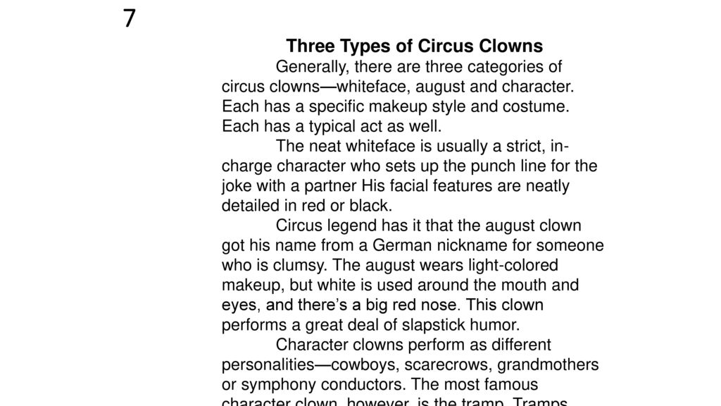 Three Types of Circus Clowns