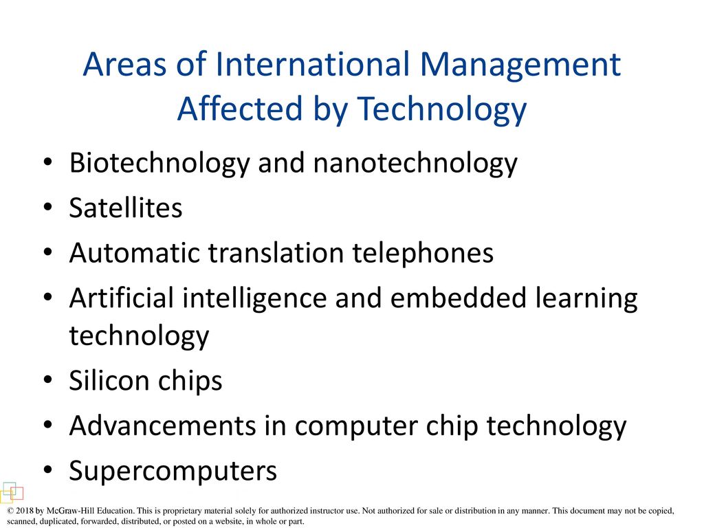 Areas of International Management Affected by Technology