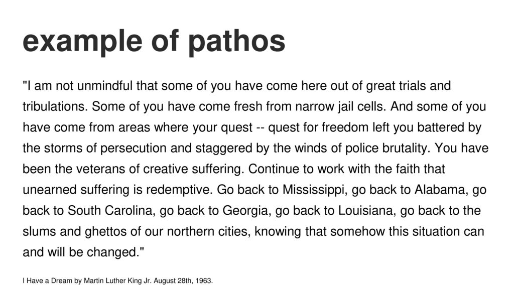 pathos example sentence