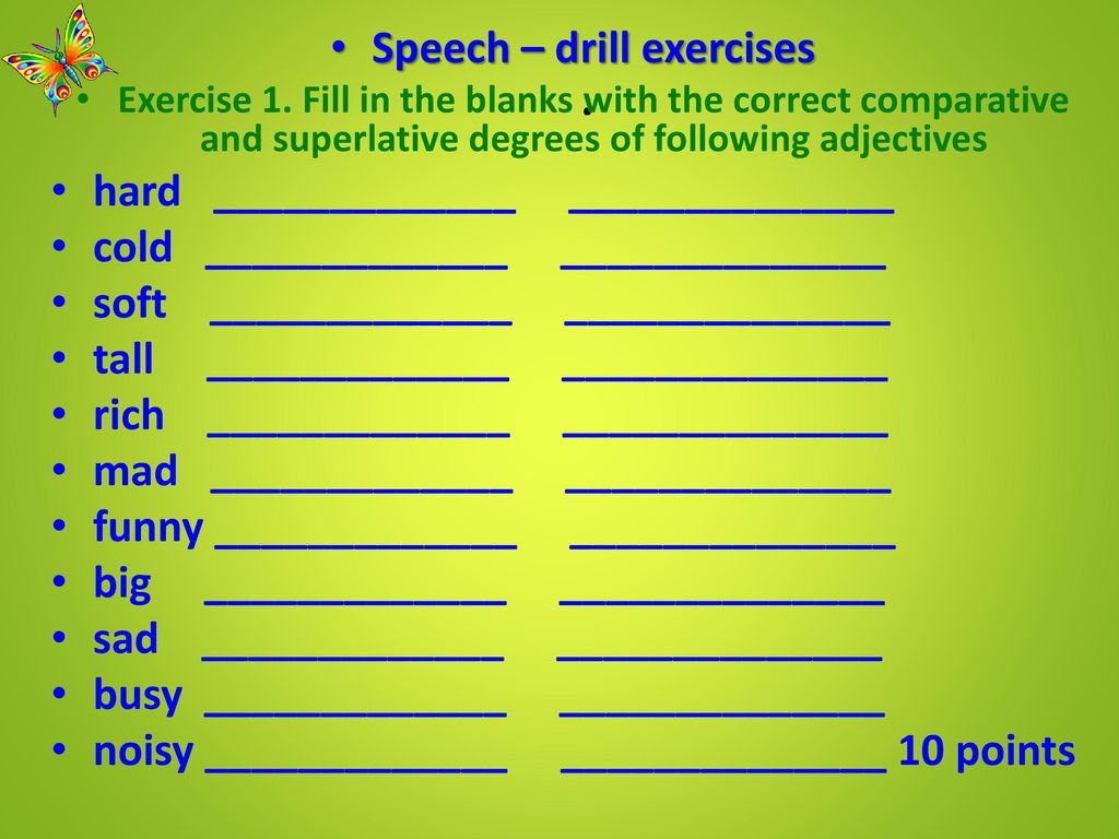 Adjectives noisy. Degrees of Comparison exercises 4 класс. Comparatives and Superlatives упражнения. Задания на Comparative and Superlative adjectives. Comparative and Superlative adjectives упражнения.