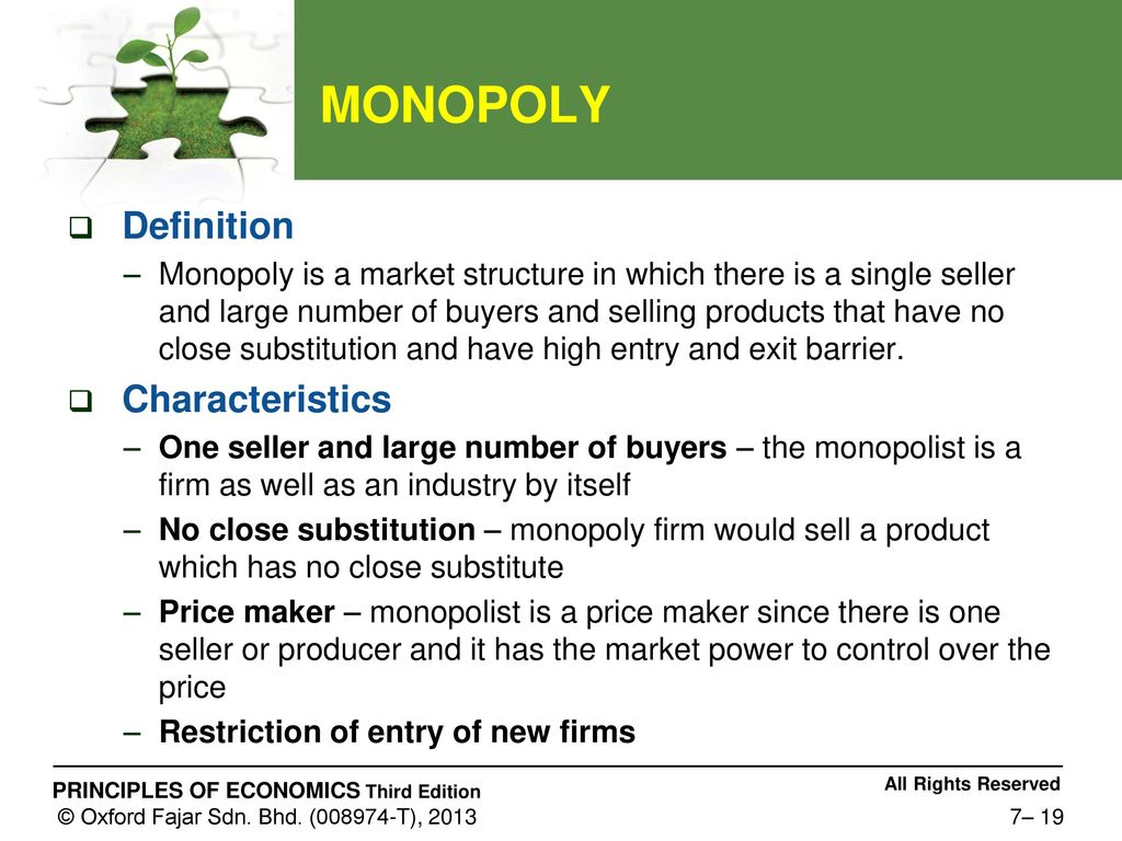characteristics of monopoly market in economics