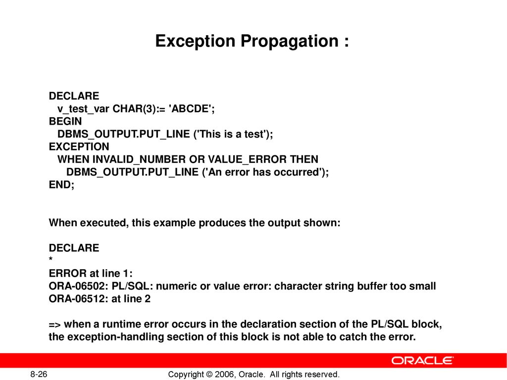 PL/SQL Exception Propagation