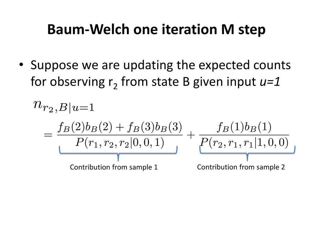 Baum-Welch one iteration M step