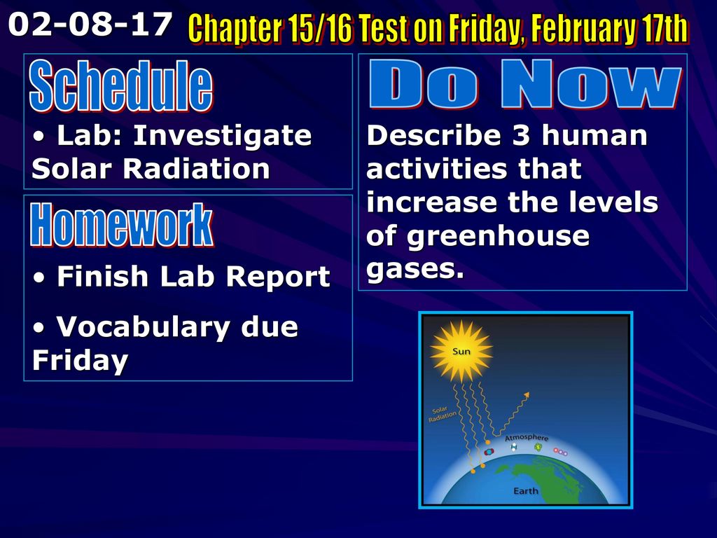Chapter 15/16 Test on Friday, February 17th