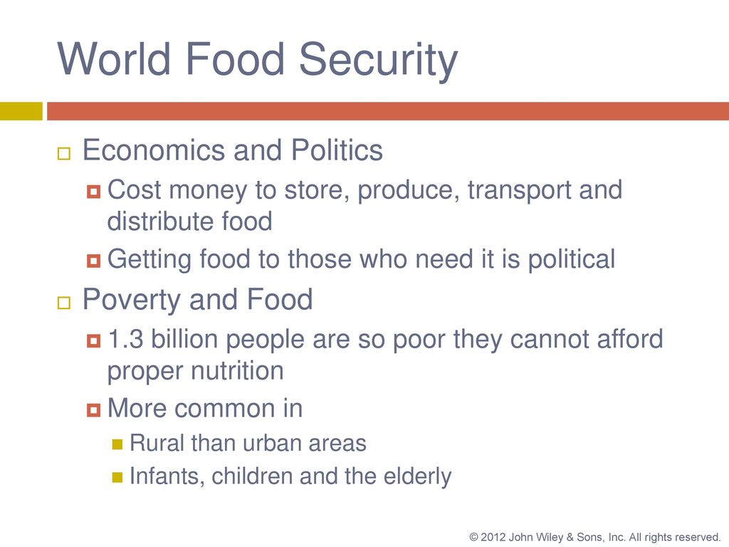 World Food Security Economics and Politics Poverty and Food