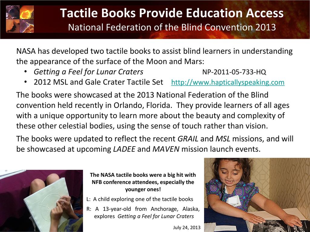 Tactile Books Provide Education Access National Federation of the Blind Convention 2013
