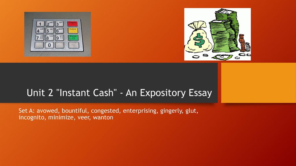 instant cash expository essay answer key