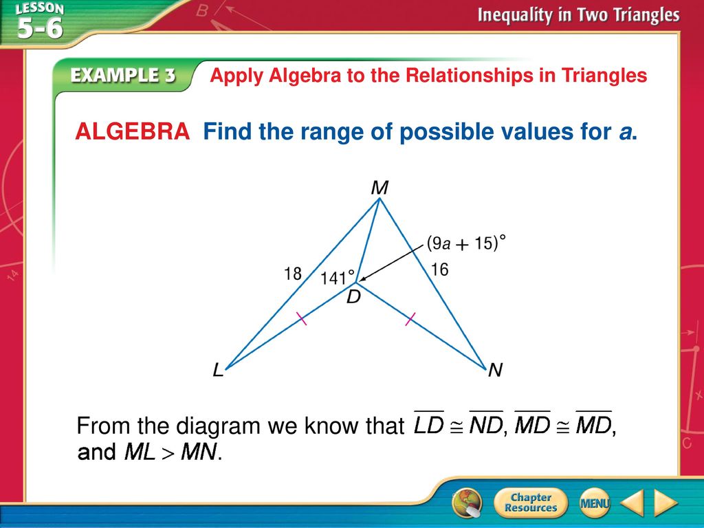 ALGEBRA Find the range of possible values for a.