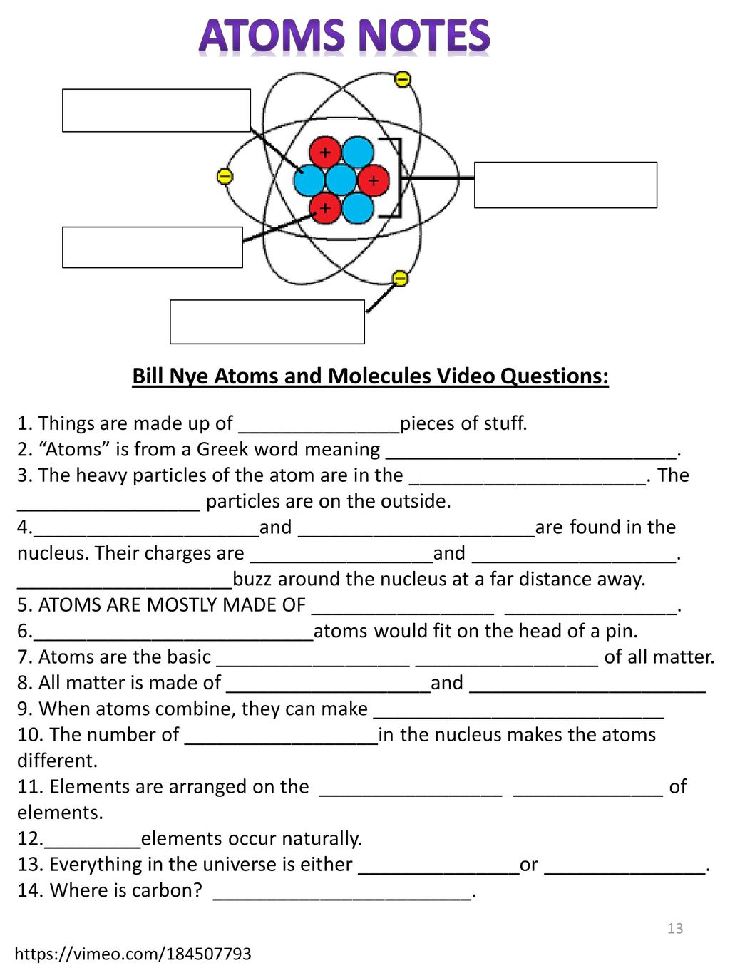 Atoms & Molecules Name____________________ Period__________. - ppt Inside Bill Nye Atoms Worksheet Answers