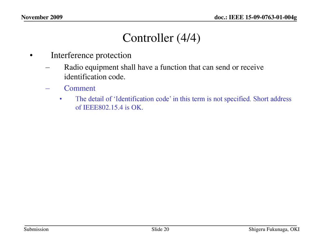 Controller (4/4) Interference protection