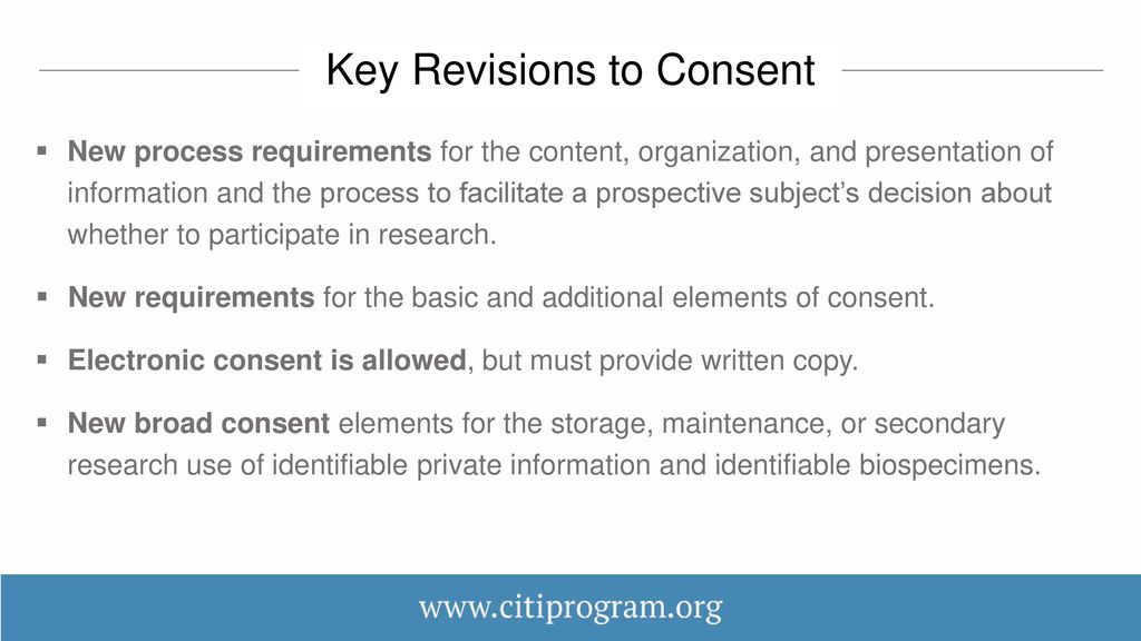 Key Revisions to Consent