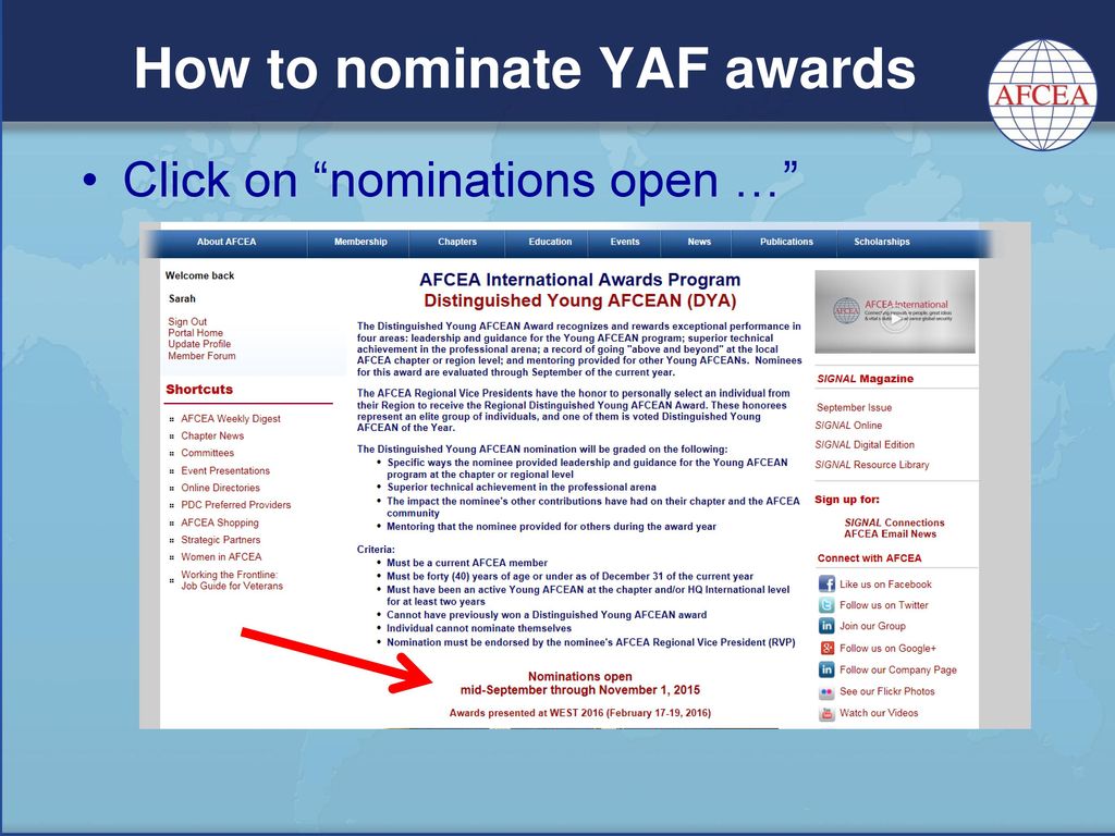 Young AFCEAN/Women Appreciation Awards Nomination Process - Ppt Download