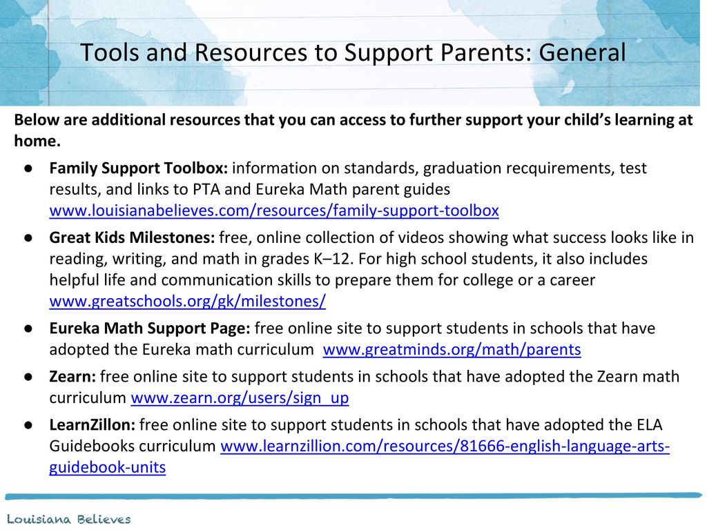 Tools and Resources to Support Parents: General