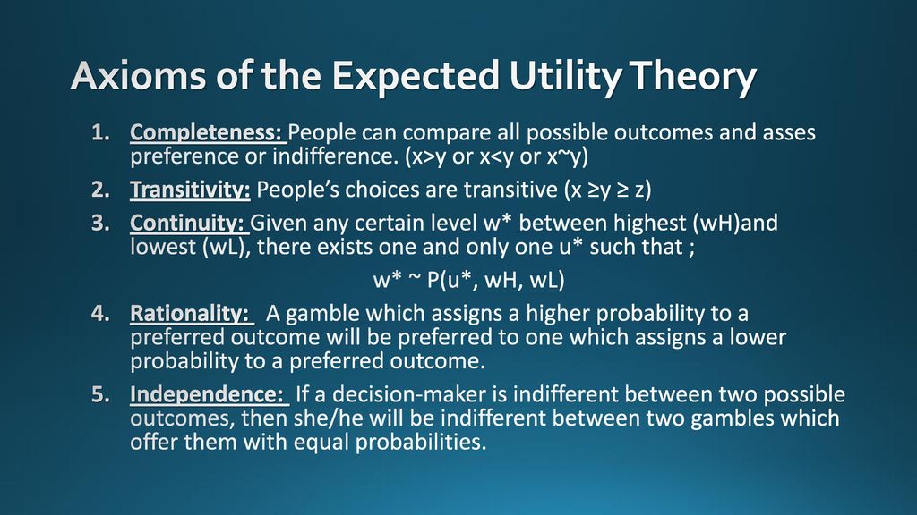 CHAPTER 1 FOUNDATIONS OF FINANCE I: EXPECTED UTILITY THEORY - Ppt Download