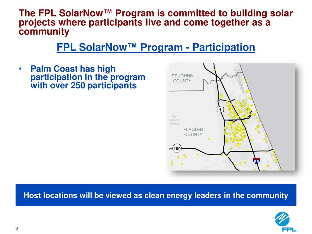 FPL SolarNow™ Program Community Based Solar Offering Palm Coast City ...