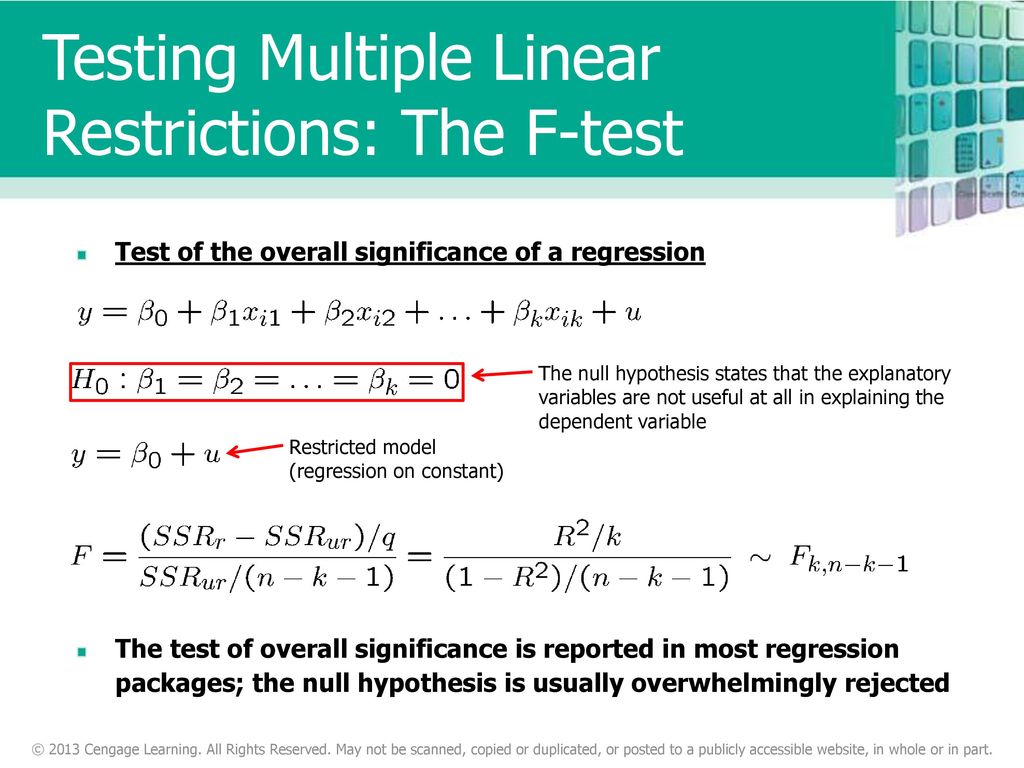 Testing Multiple Linear Restrictions: The F-test - ppt download