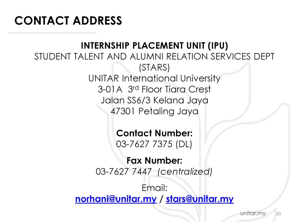 INTERNSHIP BRIEFING 15 November 2016 (Tuesday) Uniec Inspire 