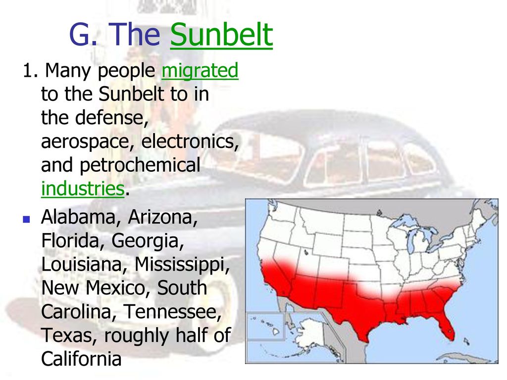 many people migrated to the sunbelt to
