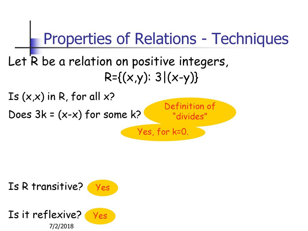 Properties of Relations - Techniques