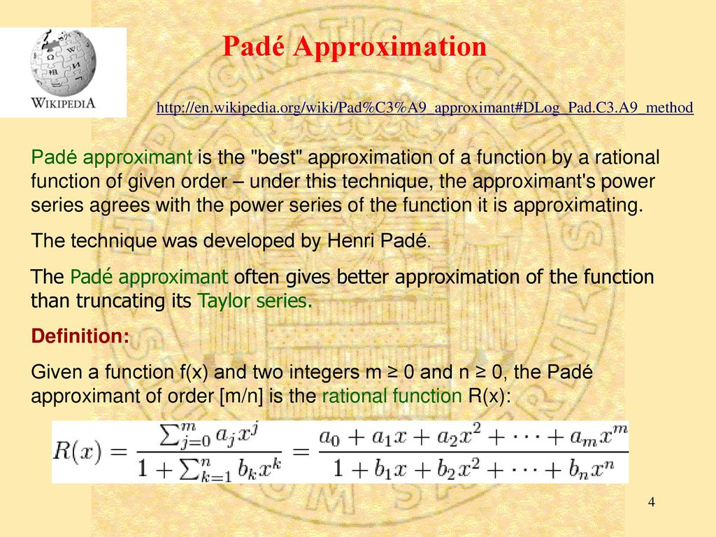 Padé Approximation Prof. Ing. Michele MICCIO - ppt download