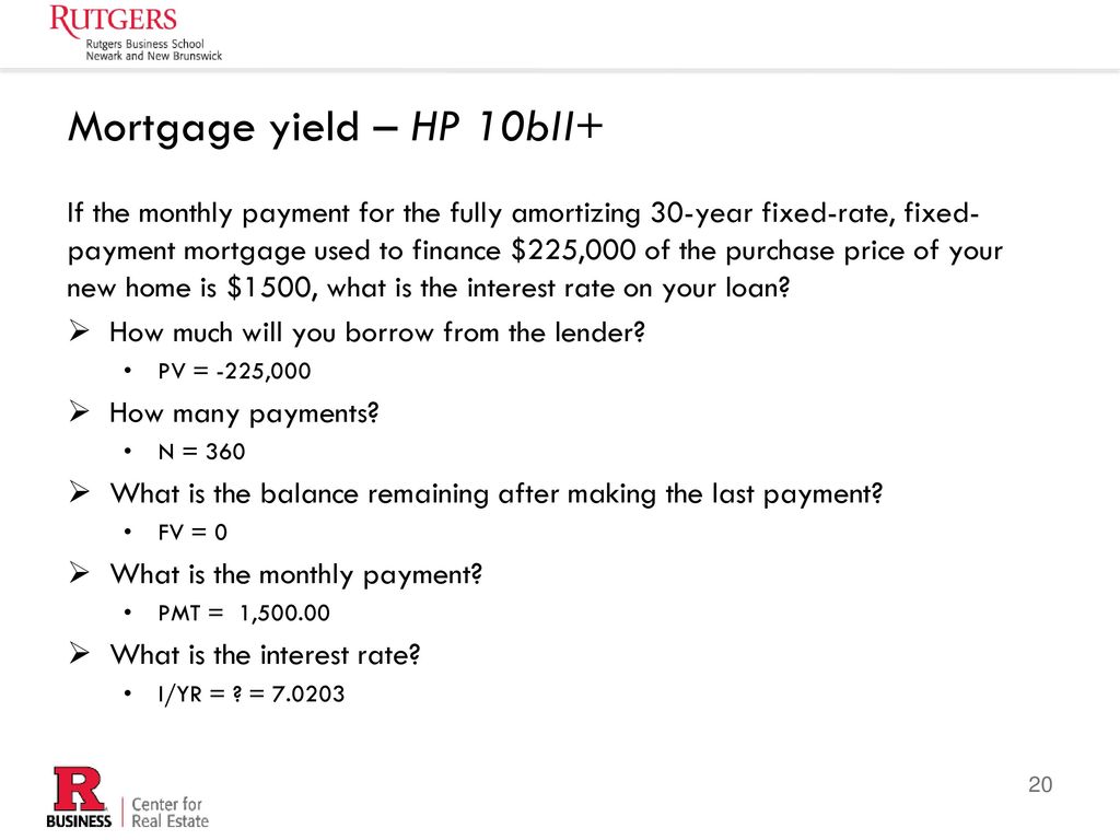 Mortgage yield – HP 10bII+