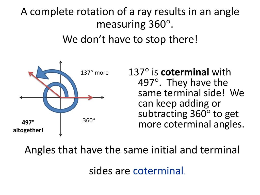 Introduction to Angles of Rotation, Coterminal Angles, and