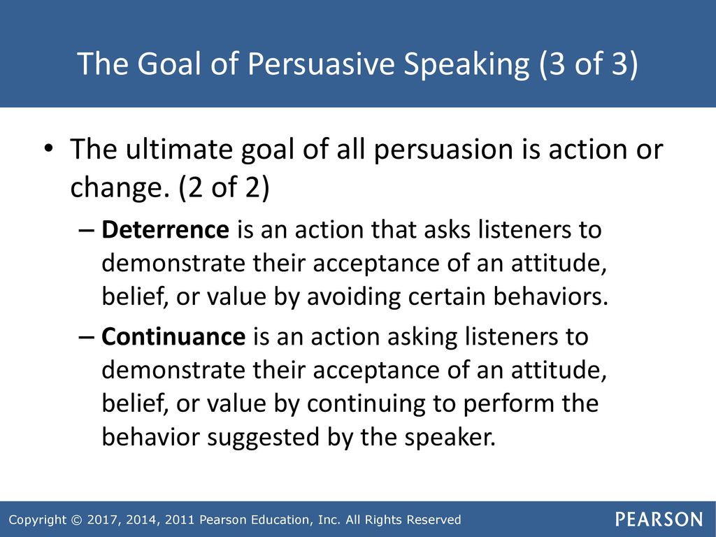 persuasive speech goals are expressed as